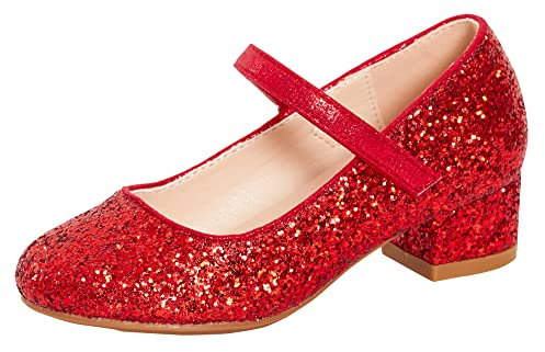 Lora Dora Girls Faux Leather Party Shoes Red Glitter 11 UK Child