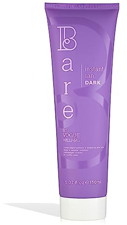 Bare by Vogue Instant Tan - Dark 150ml, Wash-Off Formula for Streak-Free, Natural-Looking Glow - Infused with Super Peptides for Plump, Smooth & Firm Skin