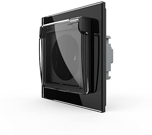 LIVOLO Steckdose mit Schutzabdeckung 1 Fach Schwarz C7-1WF/SR/C1EU-12-A