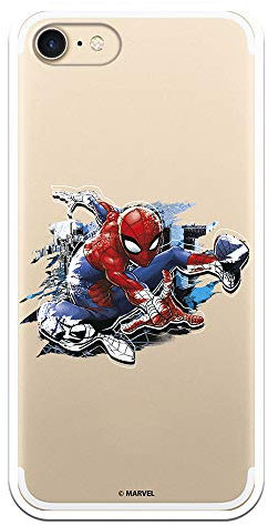 iPhone 7 Case - iPhone 8 - iPhone SE 2020 Official Marvel Spiderman Silhouette to Protect Your Mobile Phone Flexible Silicone Apple Case with Official Marvel License.