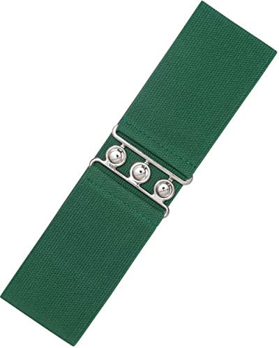 Ro Rox Retro Vintage-Stil Elastischer Weiter Gurt Gürtel - DE 44-50 - Grün (Large)