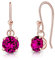 DTPsilver® Pendientes Pequeños de Plata de Ley 925 Chapados en Oro Rosa Con Cristal Swarovski® 6 mm - Mujer Oro Rosa y Fucsia