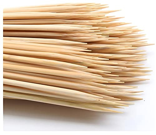 DTmasao 200PCS 8 inch Bamboo Skewers for wooden sticks， BBQ，Appetiser，Fruit，Cocktail，Kabob，Chocolate Fountain，Grilling，Kitchen，crafting and Party. Φ=3mm, More Size Choices 6/8/10/12/36