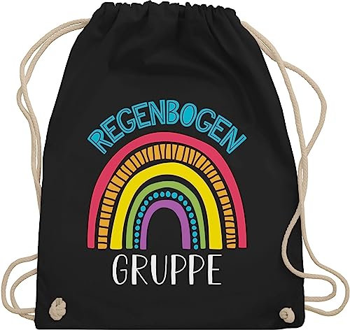 Turnbeutel Rucksack - Hallo Kindergarten Taschen - Kindergartengruppe - Regenbogengruppe - weiß - Unisize - Schwarz - wechselwäsche beutel kita kindergartentasche kindergartenkind regenbogen