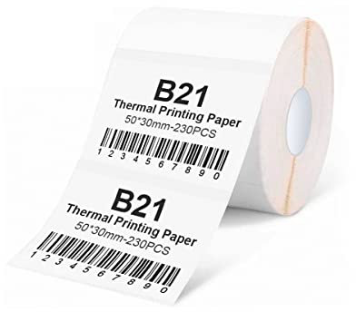 Etikettendrucker-Band Kompatibel für NIIMBOT B21/B1/B3S, Barcode Adresse Etikettendrucker Papier Weiß Wasserdicht Anti-Öl Kratzfest Aufkleber 50x30mm 230 Etiketten
