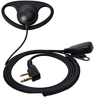 UAYESOK 2 Pin D-Shape Earpiece Walkie Talkie Headset with PTT Mic Microphone for Baofeng UV-5R UV-5RA 777 888S UV-82 Kenwood TH-22A TH-22AT TH-22E TH-25 WOUXUN HYT PUXING 2 Way Radio (1 Pack)