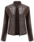 YFFUSHI Femme Veste en Simili Cuir Décontracté Style Motard PU Biker Blouson Cuir en Col Montant,Marron,M