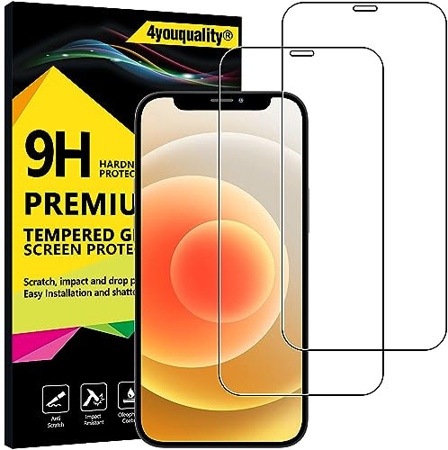 4youquality 2 Stück Displayschutzfolie für iPhone 12 und iPhone 12 Pro (6,1 Zoll), Panzerglasfolie, stoßfest, kratzfest und bruchsicher