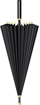 XCBVS Gerader Regenschirm Einfarbiger Stockschirm Mit Großem Langen Griff 24 Rippen Sonnenschirm Automatischer Windfester Reiseschirm,Schwarz