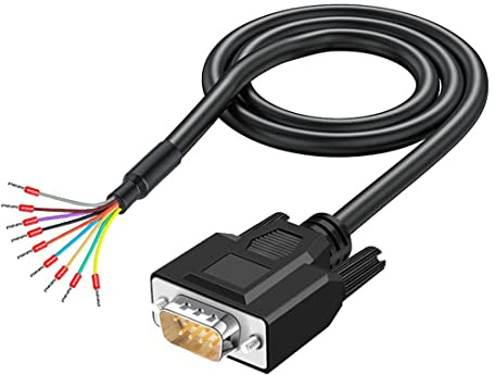 PENGLIN 24AWG DB9 männlich RS232 9 Pin serielles Verlängerungskabel, 9-Pin vergoldeter Stecker mit blankem Kabelende