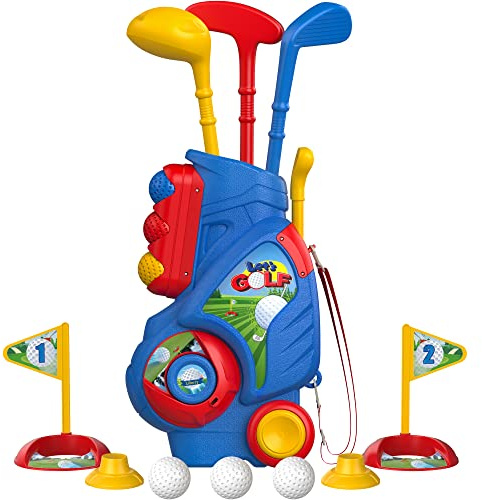 Liberry Toddler Golf Set, Upgraded Kids Golf Cart with Unique Shoulder Strap Design, Indoor Outdoor Sports Toys Gifts for Boys Girls 1 2 3 4 Years Old