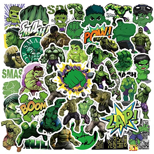 LYLSDSB Hulk-Aufkleber, 50 Stück, Vinyl, schöne Hulk-Aufkleber für Laptop, Gepäck, Wasserflasche, Sammelalbum, Skateboard, Telefon, Reisen, wasserdichte Cartoon-Hulk-Aufkleber für Teenager, Mädchen,