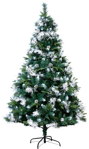 Christmas Tree World | 9ft Artificial Unlit Snowy Scots Pine | Natural and Realistic Look with Bushy and Luxury Quality PVC Tips | Easy to Assemble and Take Down | 158cm Diameter