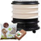WORMbox | Wurmkomposter Wurmfarm Wurmkiste mit 3 Schalen Elfenbein + 250g Kompostwürmer / 500 STK + 1 Coco | 48 Liter | Regenwurmkomposter, Kompostwürmer produzieren Wurmhumus