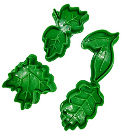 4 Pcs Leaves Shape Cookie Cutters Plungers Cake Moulds 3D Cookie Spring Molds for Cutting Dough Bread Fruit Pudding
