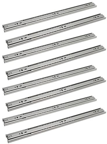 Ansobea Schubladenschienen 250mm, Kugelführungen mit 35 kg Tragkraft Vollauszüge, Schubladenauszug Teleskopschiene, Volle Stretchgröße 500mm, 4 Paar (8 Stück)
