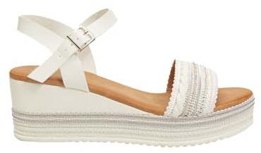BATA Sandali donna zeppa 6 cm corda con strass elegante estivo