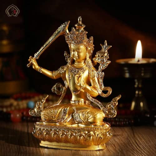 MUENG Tibetische Manjushri bodhisattva tantrische große Weisheit Buddha Statue Tragbare Legierung Kleiner Buddha Statue 15cm