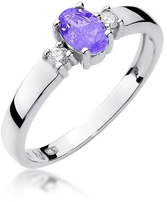 Damen Ring 585 14k Gold Weißgold echt Tansanit Edelstein Diamanten Brillanten