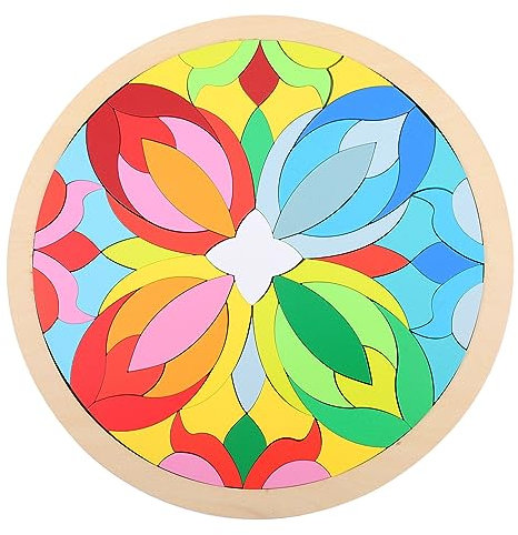 Holzbausteine 1Set Block Puzzle Kinder Lernspielzeug Holzpuzzles Kinder Holzpuzzles Montessori Regenbogen Holzform Puzzles Mandala Holzpuzzles Holzbaustein Spielzeug Baby
