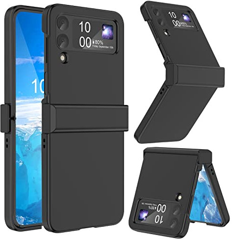 Designed for Z Flip 4 Case with Hinge Protection for Samsung Flip 4 Case,Slim and Thin Full Protective Shockproof Phone Cover Case for Galaxy Z Flip 5G(2023)-Black2