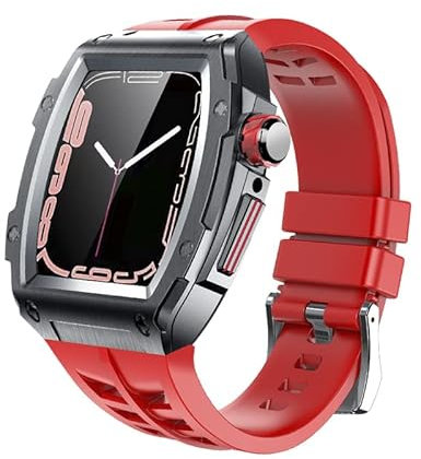 BUDAY Kit de modificación para Apple Watch Band Case 45mm Metal Rubber Strap Accesorios para iWatch Series 7 6 SE 5 Aleación de aluminio Lujo, 44MM, Agate