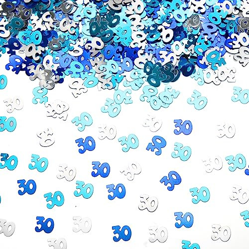 Konfetti happy birthday, 30. Geburtstag Deko Konfetti Blau, Tischdeko 30 Geburtstag Junge, Streudeko 30. Geburtstag Luftschlangen, Glitzer Konfetti Geburtstag Frau Mann