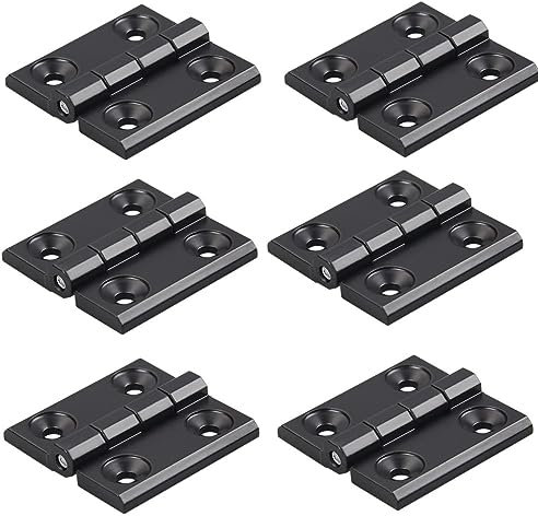 6 bisagras negras de aleación de zinc, 40 x 40 mm, bisagra de perfil de aluminio, juego de instalación para 2020, ranura de perfil de extrusión de aluminio, 6 mm