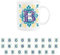 Purely Home Moroccan Tile Yellow & Blue Letter B Mug - White Initial Personalised Alphabet Tea Coffee Bone China Mug