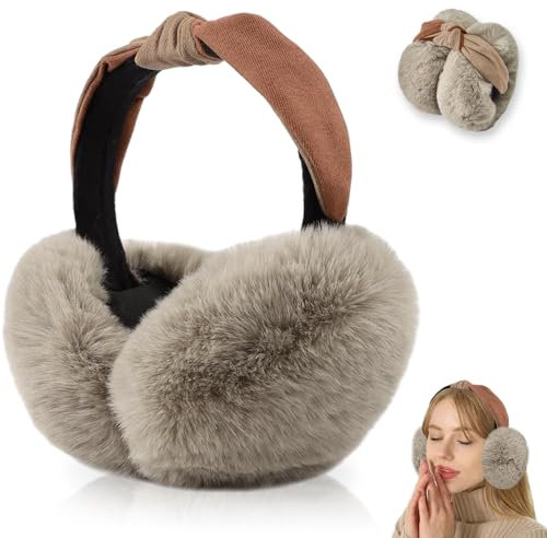 Udbrud Cache-Oreilles En Peluche, Cache Oreilles Femme Hiver pliable Peluche Cache Oreilles Molle Chaude Anti Froid Oreilles Earmuffs d'extérieur Pour l'hiver, Outdoor, Fête de Noël (kaki)
