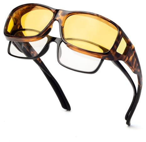 Face Shadow Polarisierte Nachtsichtbrille für Autofahrer, Nachtfahrbrille Clip Herren, Nachtbrille zum Autofahren, Überzieh Sonnenbrille Nachtsicht, Überbrille Ultra Leicht