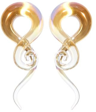 Longbeauty 1 Paar Glas Spirale Tapers Dehnschnecke Ohrdehner Ohrstecker Expander Ohr Piercing Schmuck, Stil A, Gold, 12MM