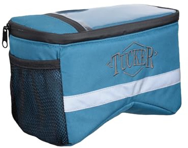 Tucker Navigator Compact Resistant Nylon Contoured Horseback Riding Trail Gear Saddle Pommel Bag w/Waterproof Pockets, Adjustable Strap, Reflective Strip,12x12x4 - Turquoise Blue