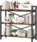 Homeiju 3 Tier Bookshelf 31.49 Width, Wood and Metal Etagere Bookcase, Vintage Farmhouse Modern Wooden Big Book Shelf for Home Living Room Bedroom Office Storage(Rustic Brown)