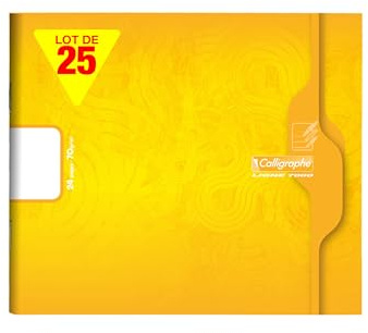 Clairefontaine 7702Cpack - Packung 25 Schulheft - Kladde Calligraphe, 17x14,7 cm, 12 Blatt, blanko, 70g, Gelb, 1 Pack