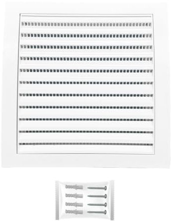H&C VENT Grille Aeration 190x190mm Blanc avec Moustiquaire │ Evacuation Caches Tuyau Ventilateur │ d'Extraction Ventialtion │ Exterieur Interieur │ Gaine Cache Extracteur d'air VMC │ Climatiseur Seche