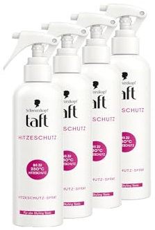 Schwarzkopf Taft Hitzeschutzspray (4x 250 ml), Geeignet für alle Haarstyling-Werkzeuge, Für alle Haartypen mit Anti-Frizz-Effekt und natürlicher Glanz, Vegane Formel*
