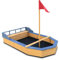 Rijoka Holzsandkasten Boot – Inklusive Bodenplane – Sitzbank mit Staufach – Spielgerät Blau – 1700x1000x1300mm