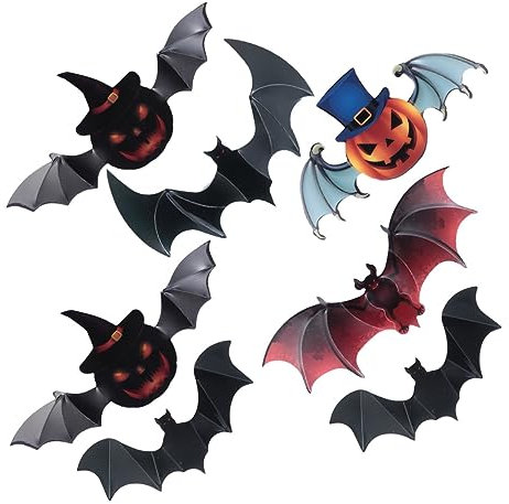 KONTONTY Halloween Kürbis Deko Aufkleber Set 36tlg. 3D Fledermaus Wandaufkleber Fledermaus Aufkleber Fledermaus Wandaufkleber Halloween Wandaufkleber Wanddeko Aufkleber