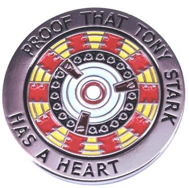 Patch Nation Spilla in metallo con scritta Proof That Tony Stark Has a Heart (Reattore Quantistico), 30mm Diameter, Alluminio