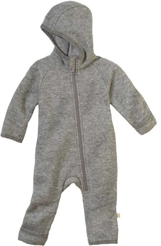 Disana ZIPP-OVERALL Baby & Kinder - 100% Bio-Merino, Wollwalk – atmungsaktiv & angenehm wärmend - unisex Gr. 50 – 116 – nachhaltig & fair – mit Reißverschluss - made in Germany | Grau Gr. 86-92