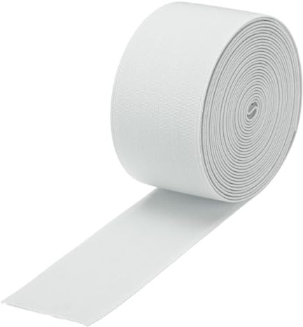 QUARKZMAN 5cm Gummiband Breit zum Nähen, 4.136 Meter Elastic Rubber Band, Breites Gummiband für Hosen, Bund, Stoffe zum Nähen (White)