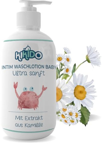 Kikido Intim Waschlotion Baby 250 ml - Hydratisierende und sanfte Pflegebad Intimwaschlotion mit Kamille, Betain und Milchsäure - Schützt und reinigt 250 ml
