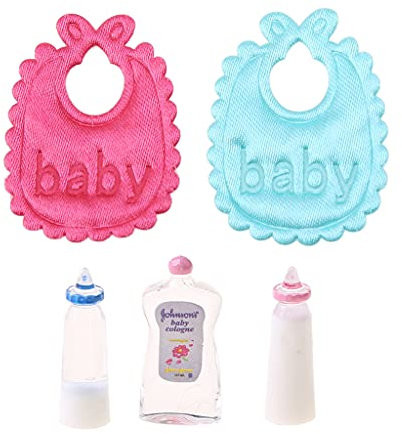 Miniature Shampoo Feeding Bottle Baby Bib for Kids 1/12 Dollhouse retend Fake for lay Toy arty Role for lay Supply 3