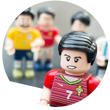 Habarri - Mini Figuren - Fußballmannschaft - 6er Set - Geschenk für Kinder, Fußball Fans - Kompatibel mit bekannten Klemmbausteinen - Portugal Fußballmannschaft