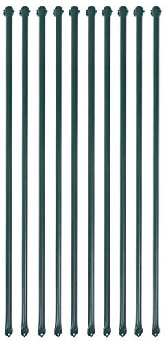 Brokky Garden Posts 10 pcs 1 m Metal Green,Fence Post Spike Support Holders Drive Down