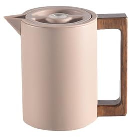 Pichet Isotherme Thermos, Carafe à Café Thermique Acier Inoxydable, Avec Poignée En Bois Et Bouton-poussoir De Sécurité Simple, Pour La Maison, L'hôtel, Le Bureau (Chameau,0.6L)