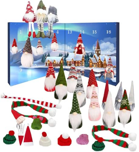 Wichtel Adventskalender 2024, Weihnachts Adventskalender 2024, 12 Tage Weihnachtswichtel Countdown-Kalender mit Sammelfiguren,12 Stück Zwergen Plüschtier Spielzeug Adventskalender 2024