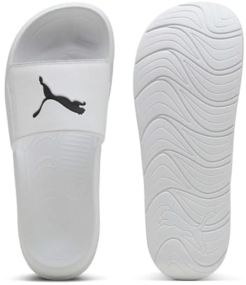 PUMA Unisex Softride Teamcat Slide Sandal, White Black, 44 EU, Puma Weiß Puma Schwarz, 44.5 EU
