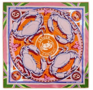 CODELLO Exklusives Sternzeichen-Tuch aus reiner Seide (Krebs, orange)